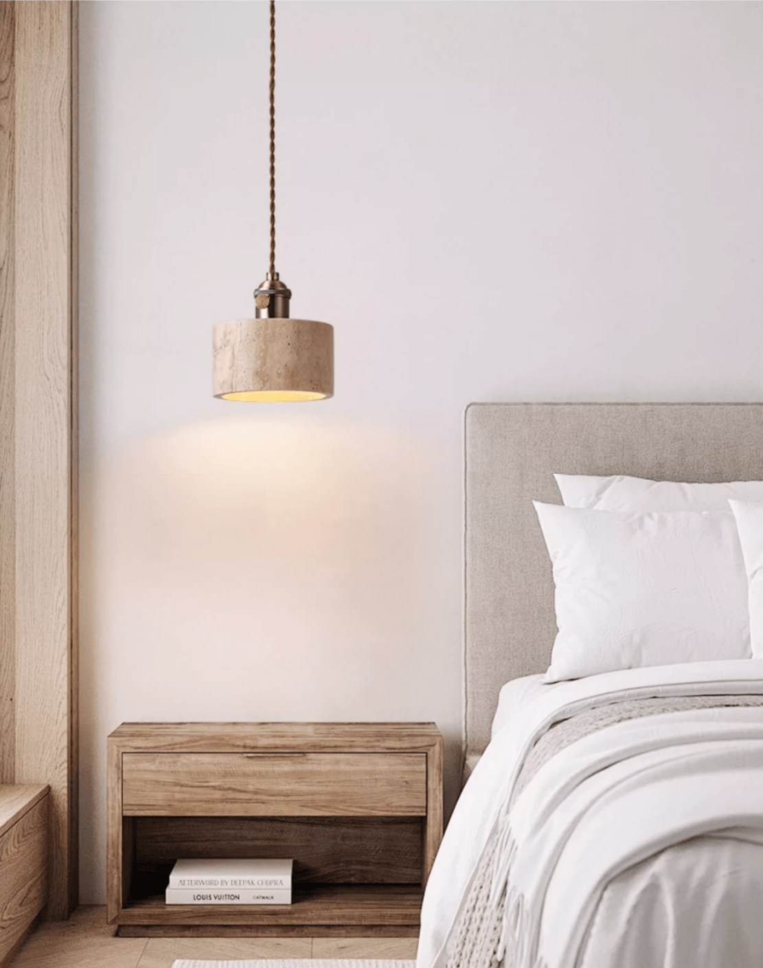 Ralv Minimalist Yellow Travertine Pendant Light Set-Neutral Decor