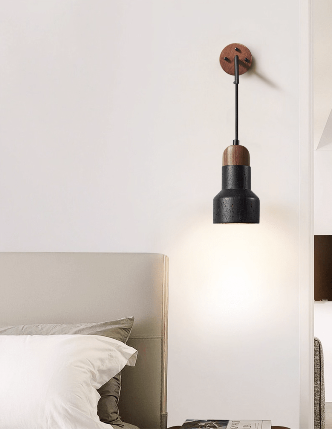 Wesk Vintage Black Travertine Rope Wall Lamp-Neutral Decor