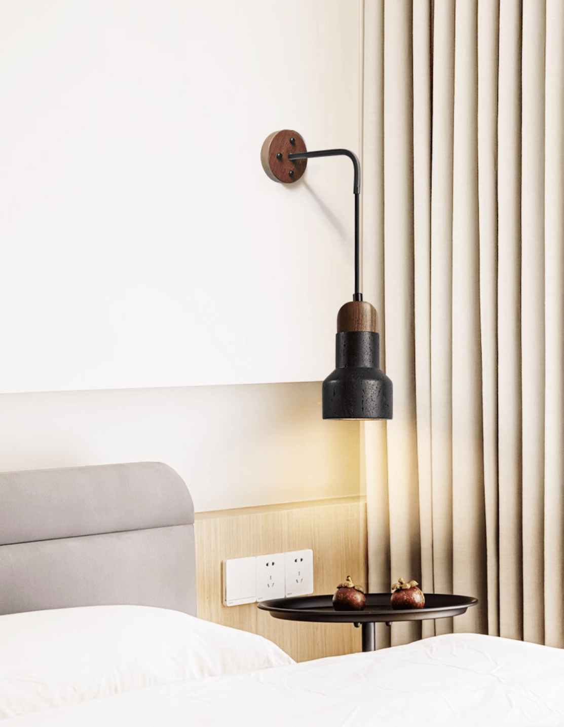 Wesk Vintage Black Travertine Rope Wall Lamp-Neutral Decor