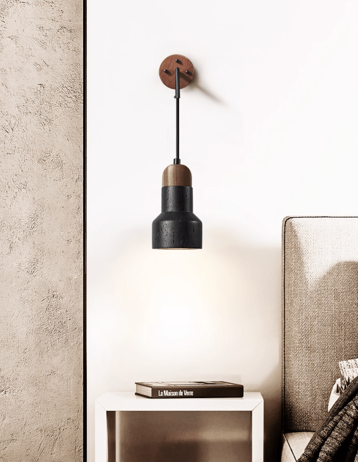 Wesk Vintage Black Travertine Rope Wall Lamp-Neutral Decor