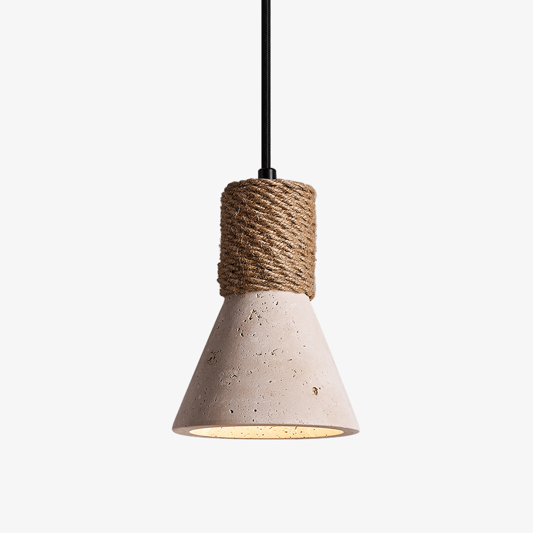 Litz Vintage Yellow Travertine Rope Pendant Light-Neutral Decor