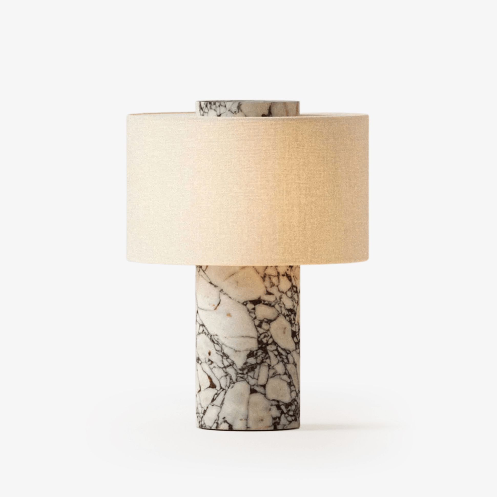 Kalvy Cylindrical Yellow Travertine Table Lamp-Neutral Decor