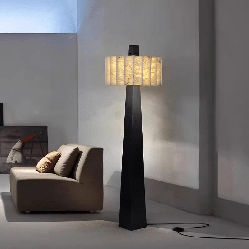 Wolve Alabaster Obelisk Floor Lamp-Neutral Decor