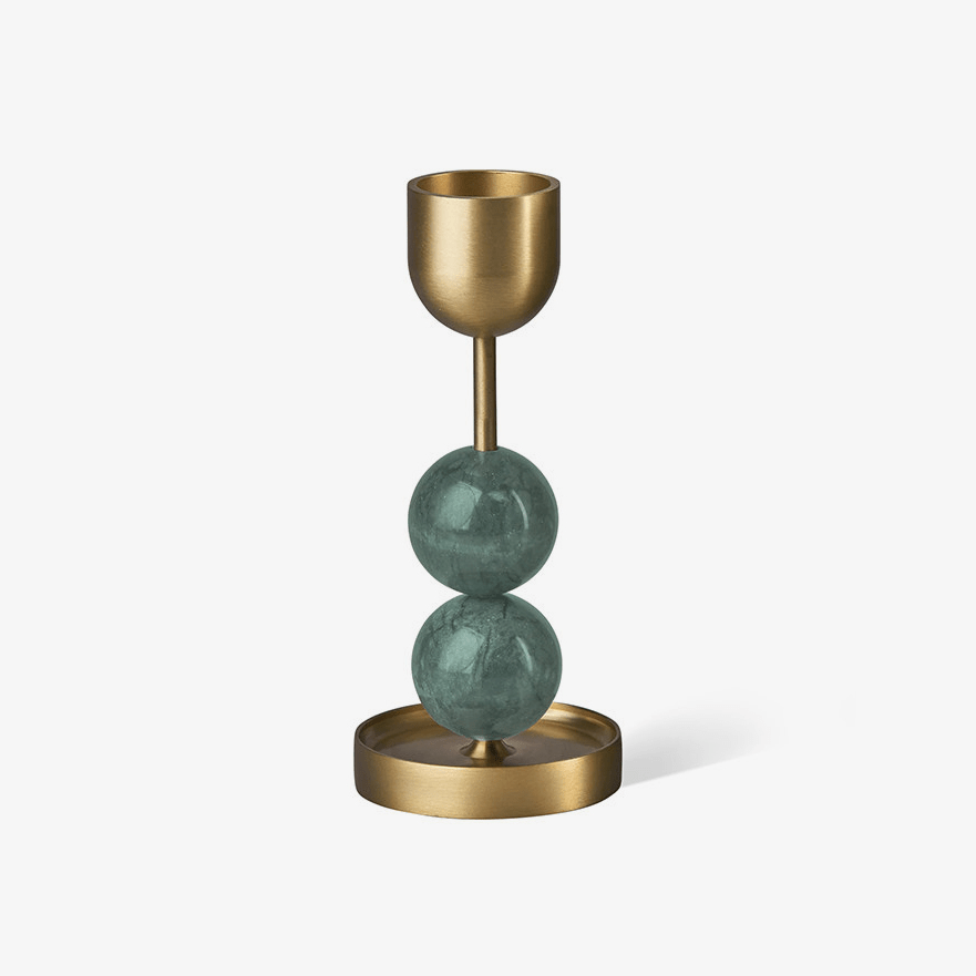 Fuldo Verdant Sphere Candle Holder Brushed Brass Accent Mid-century Interior-Neutral Decor