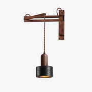 Vamki Adjustable Black Travertine Wood Wall Lamp-Neutral Decor