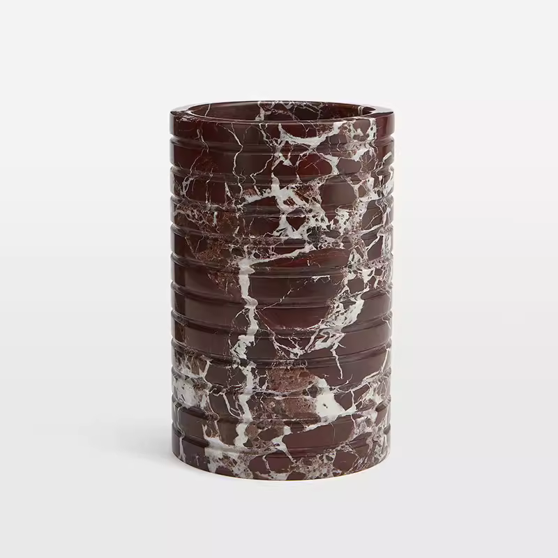 Hemzi Rosso Levanto Marble Vessel Sculptural Natural Stone High-end Decor-Neutral Decor