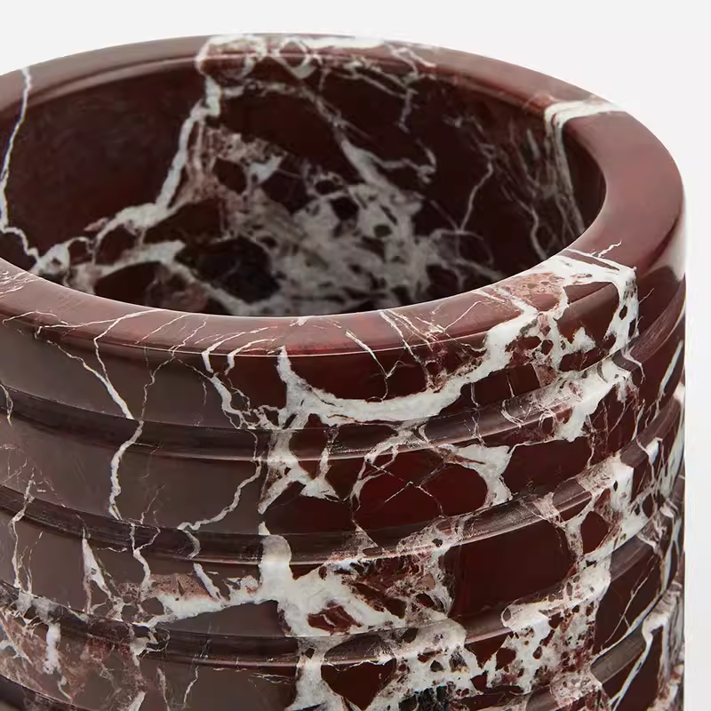 Hemzi Rosso Levanto Marble Vessel Sculptural Natural Stone High-end Decor-Neutral Decor