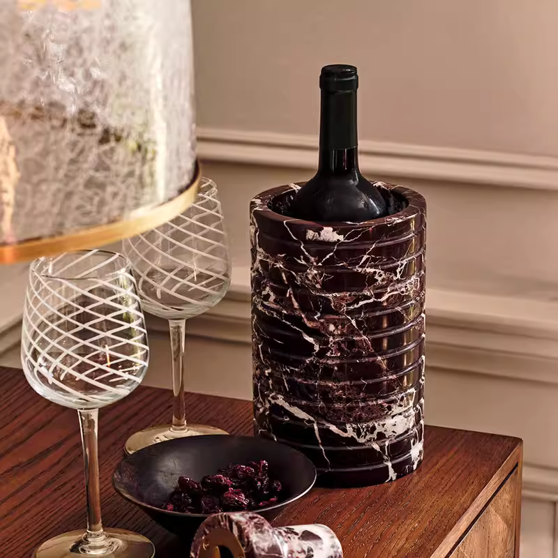 Hemzi Rosso Levanto Marble Vessel Sculptural Natural Stone High-end Decor-Neutral Decor