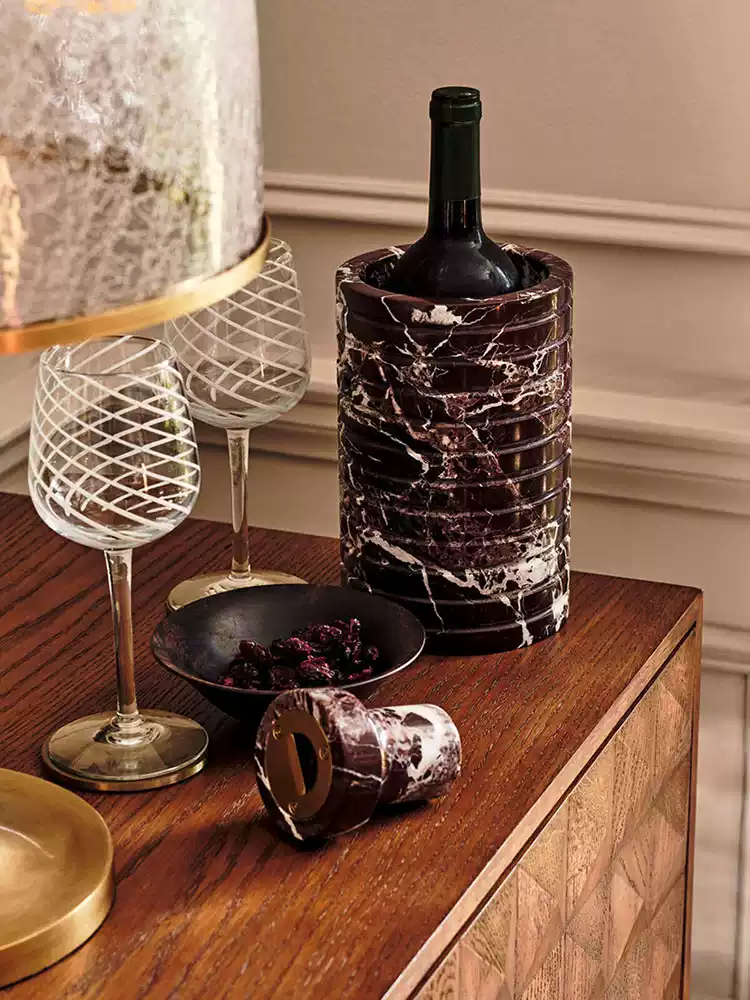 Hemzi Rosso Levanto Marble Vessel Sculptural Natural Stone High-end Decor-Neutral Decor