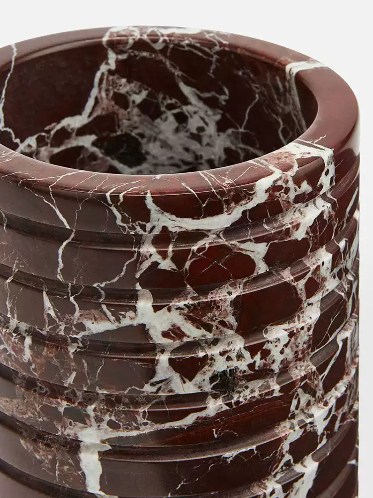 Hemzi Rosso Levanto Marble Vessel Sculptural Natural Stone High-end Decor-Neutral Decor