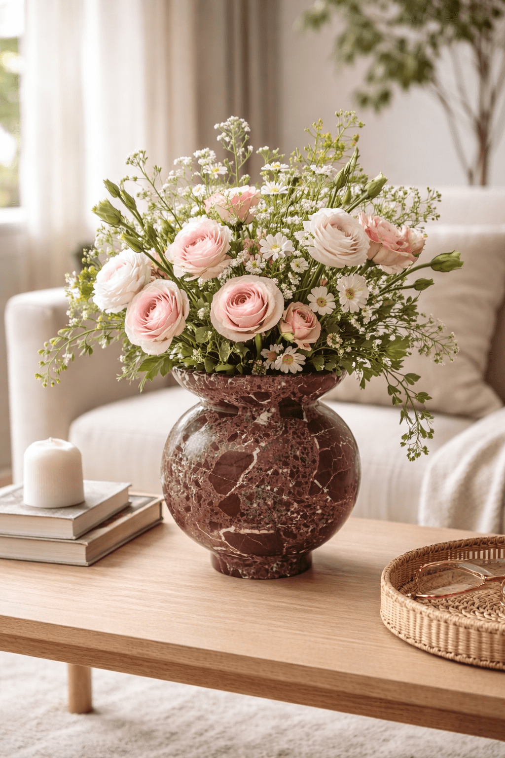 Marrow Marble Vase-Neutral Decor