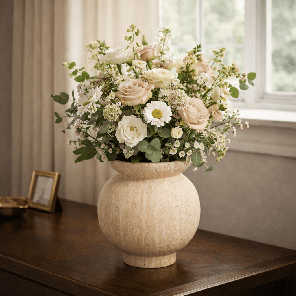 Marrow Marble Vase-Neutral Decor