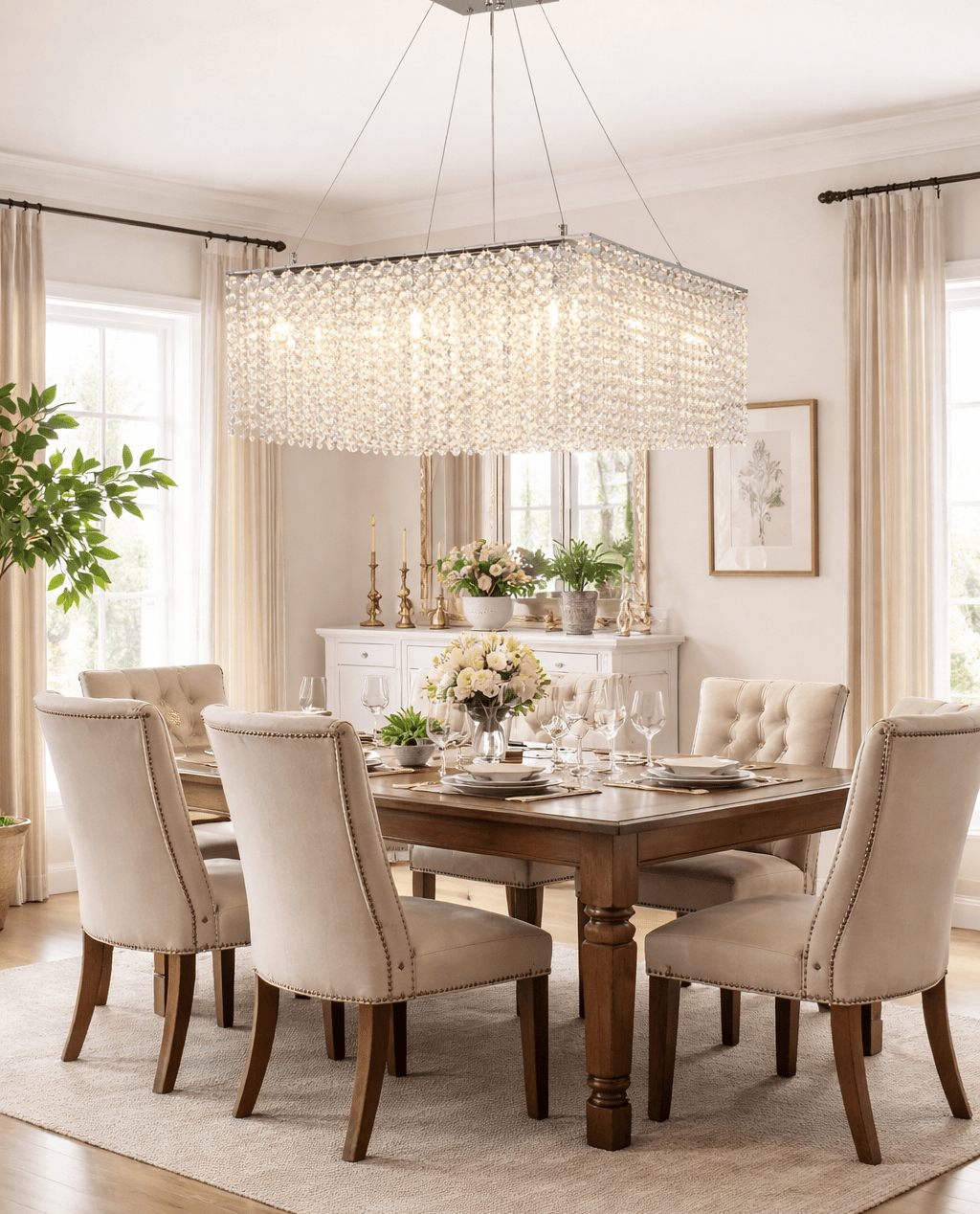 Crystal Frame Chandelier-Neutral Decor