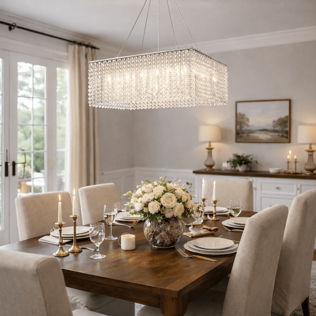 Crystal Frame Chandelier-Neutral Decor
