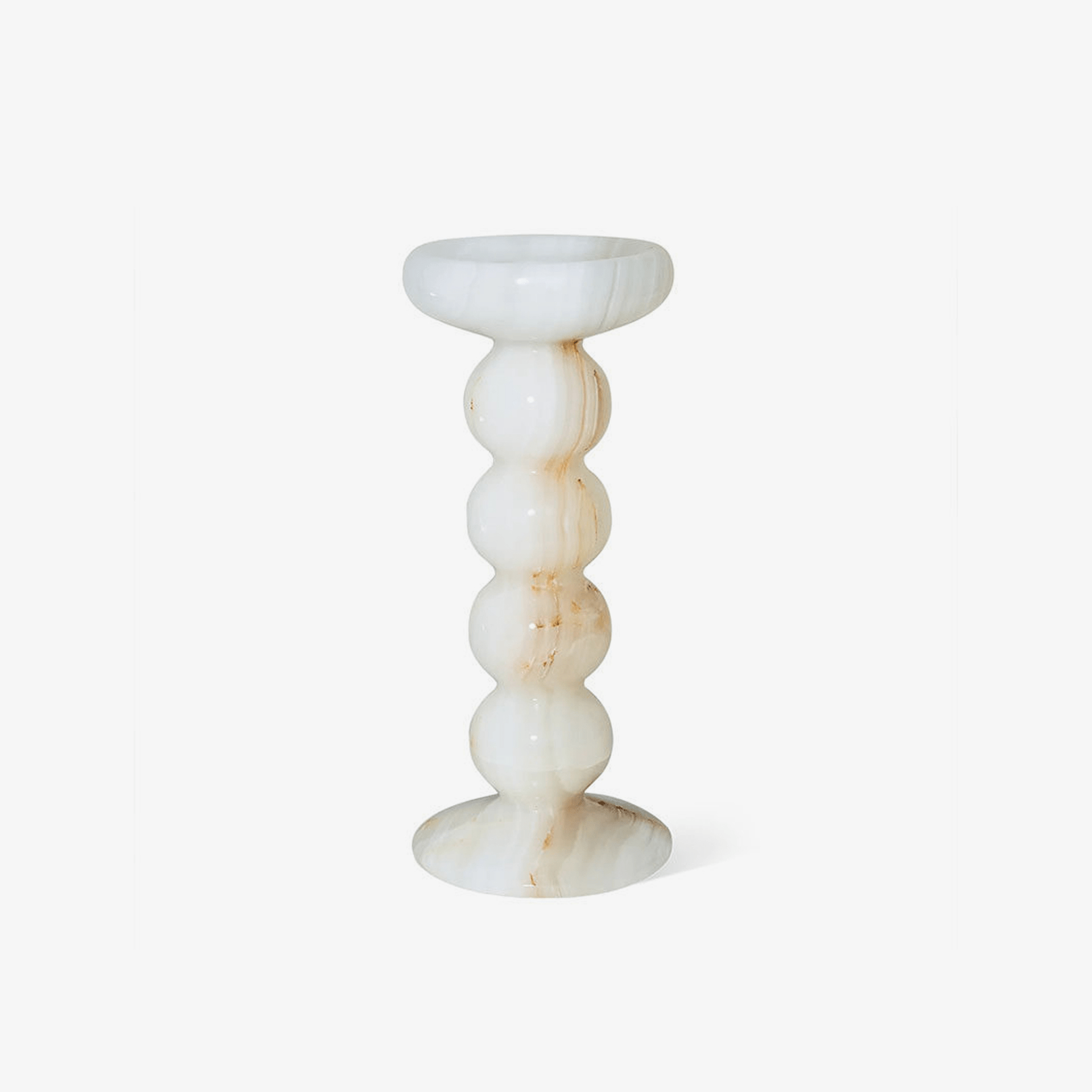 Sculpted Jade Candle Holder-Neutral Decor