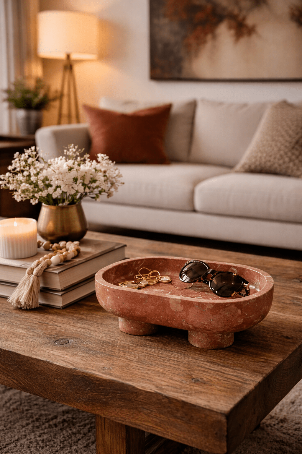 Luna Marble Tray-Neutral Decor