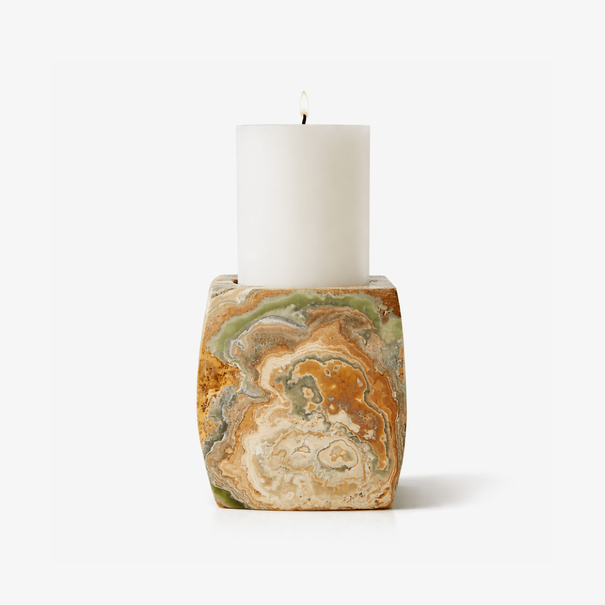 Elara Agate Candle Holder-Neutral Decor
