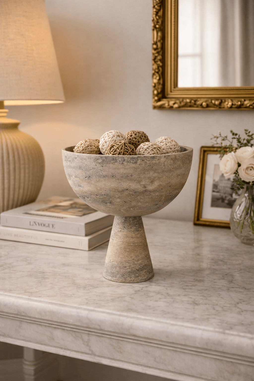 Rowan Stone Display Bowl-Neutral Decor