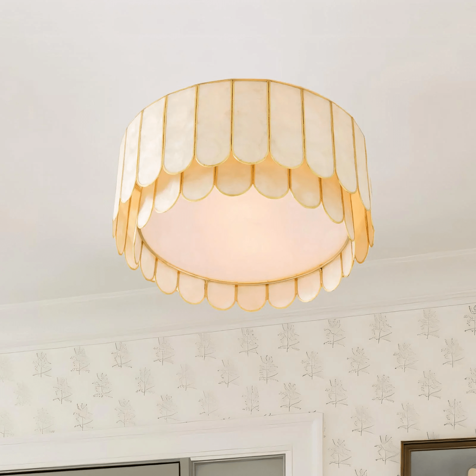 Aurelia Capiz Ceiling Lamp-Neutral Decor