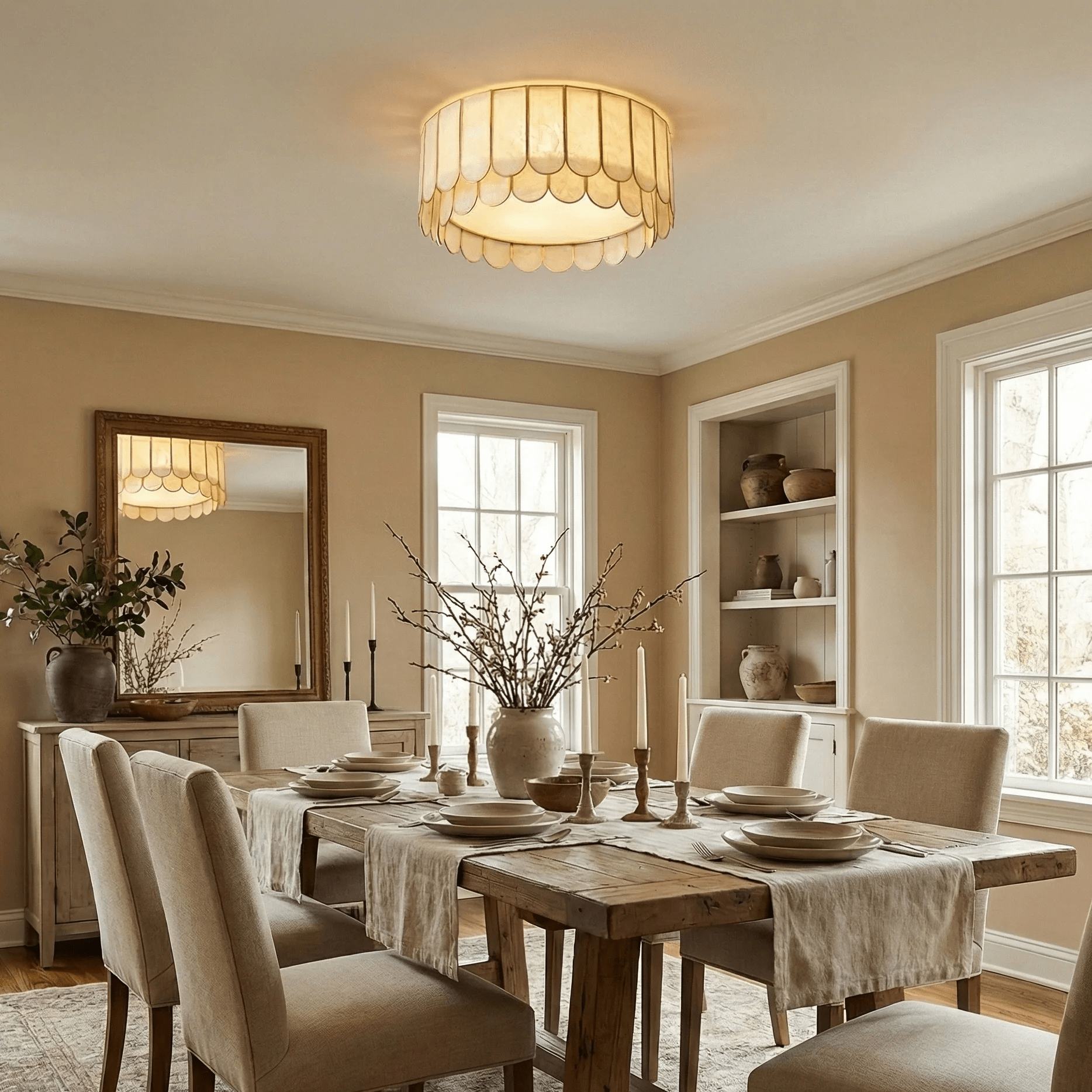 Aurelia Capiz Ceiling Lamp-Neutral Decor