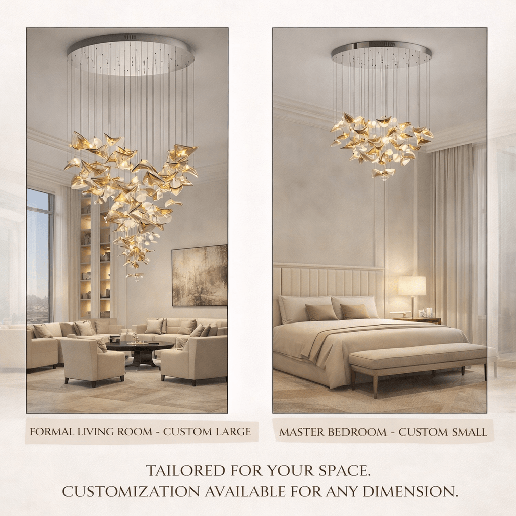 Wave Floating Leaf Chandelier-Neutral Decor