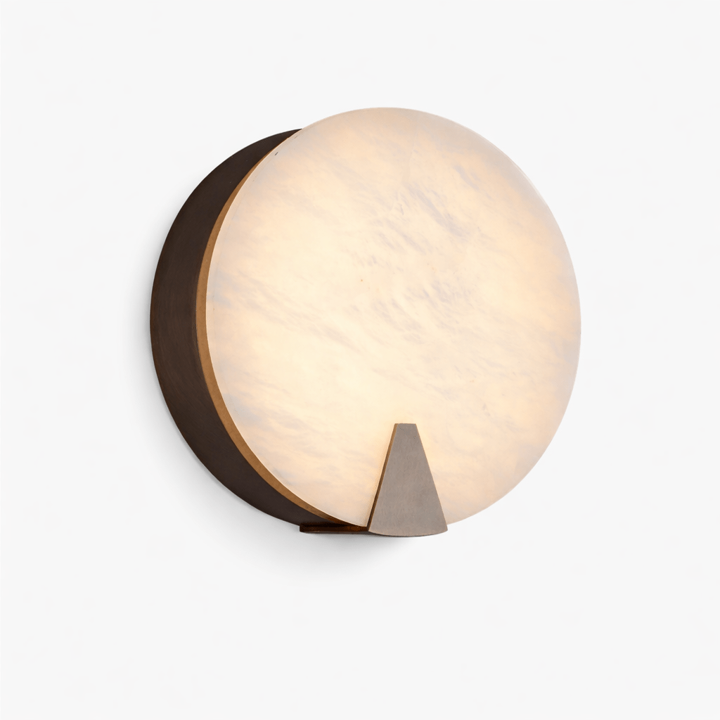 Solaris Halo Alabaster Wall Light-Neutral Decor