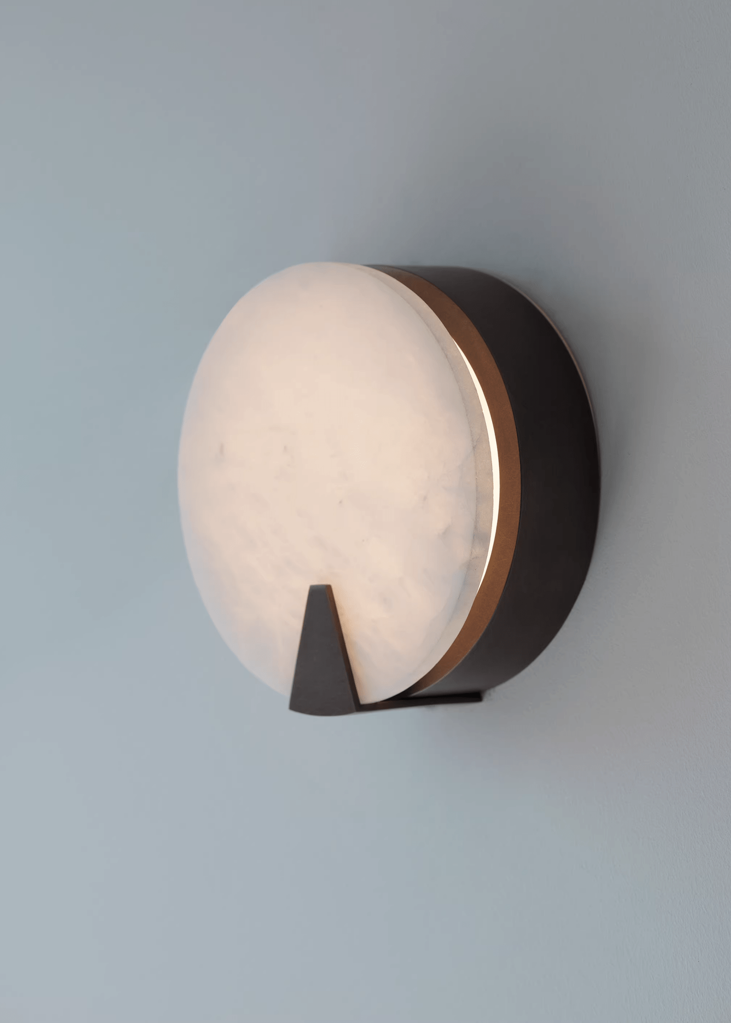 Solaris Halo Alabaster Wall Light-Neutral Decor