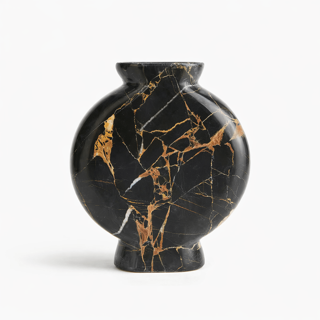 Vetra Noir Marble Vase-Neutral Decor