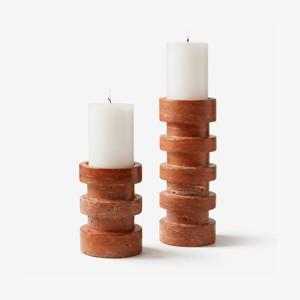 Terrace Stone Candle Holder-Neutral Decor