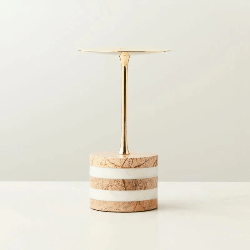 Strata Rise Marble Candle Holder-Neutral Decor