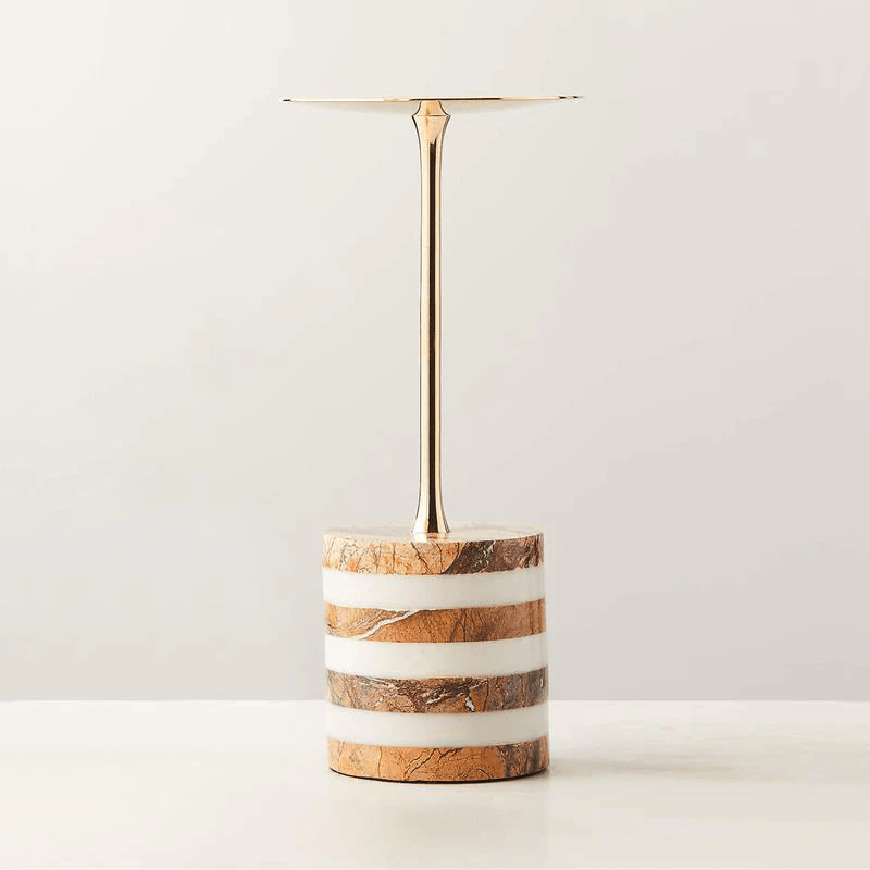 Strata Rise Marble Candle Holder-Neutral Decor