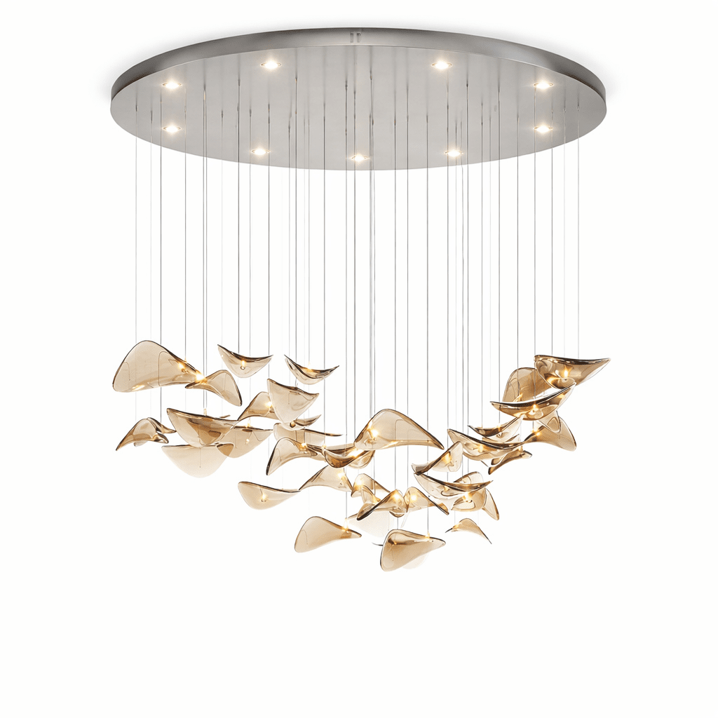 Wave Floating Leaf Chandelier-Neutral Decor
