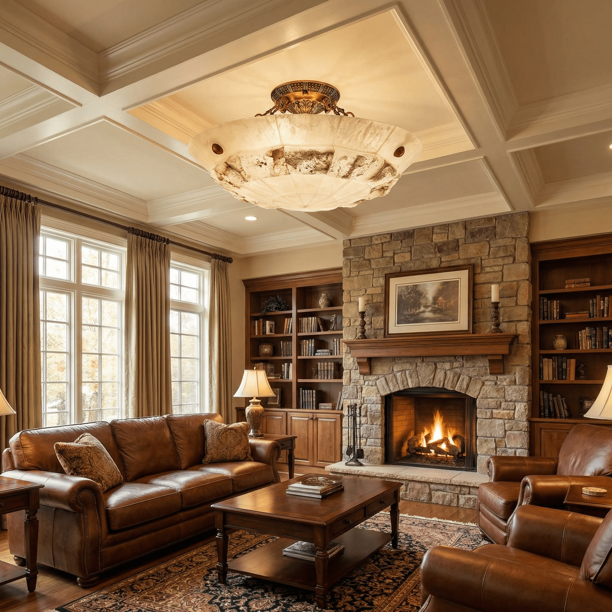 Aureon Alabaster Ceiling Light-Neutral Decor