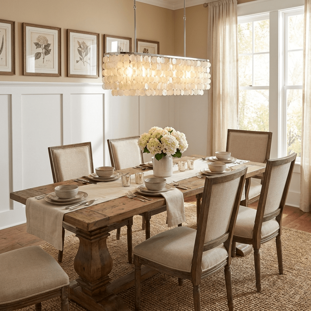 Liora Shell Linear Chandelier-Neutral Decor