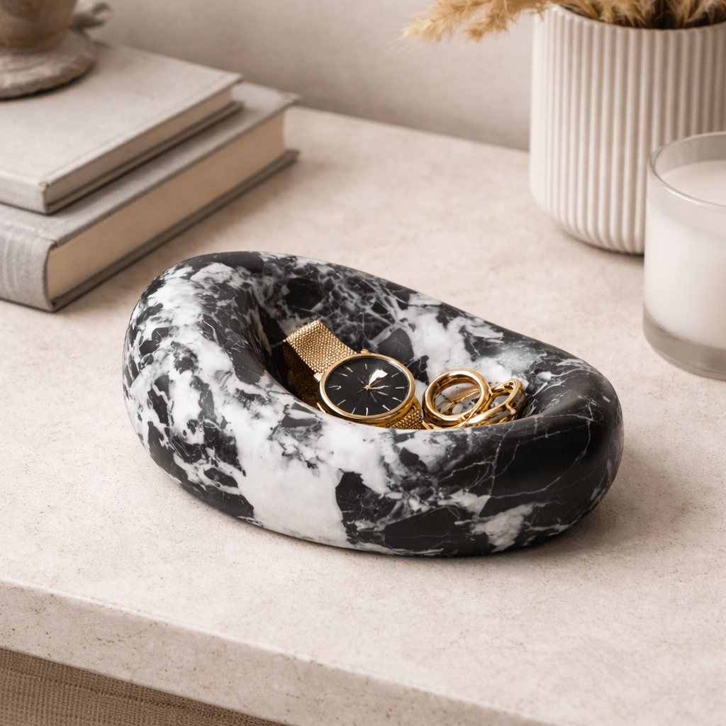 Drift Bowl Marble Tray-Neutral Decor