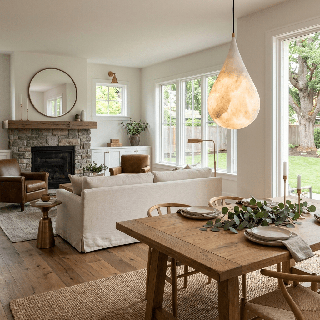 Alabaster Raindrop Pendant Light-Neutral Decor