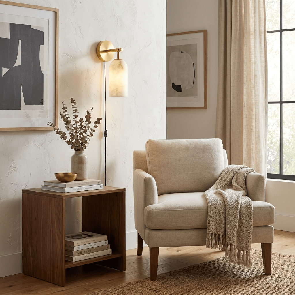 Pillar Alabaster Plug-in Wall Sconce-Neutral Decor