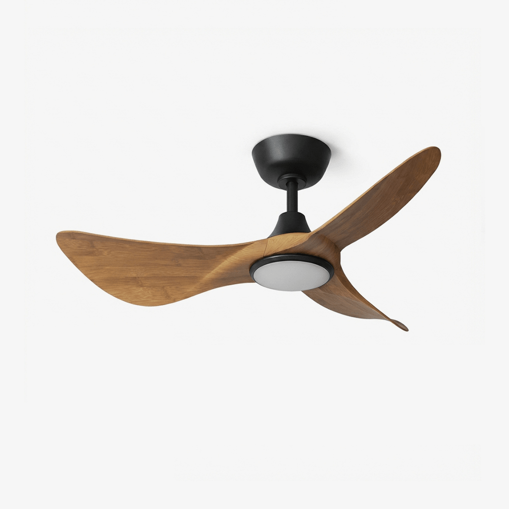 Volant Sculpted Wood Ceiling Fan Light-Neutral Decor