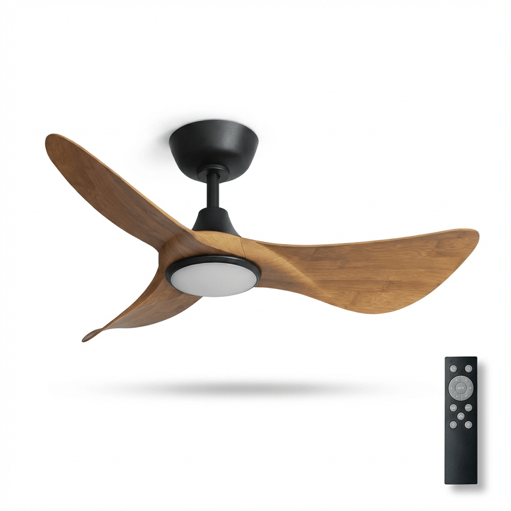 Volant Sculpted Wood Ceiling Fan Light-Neutral Decor