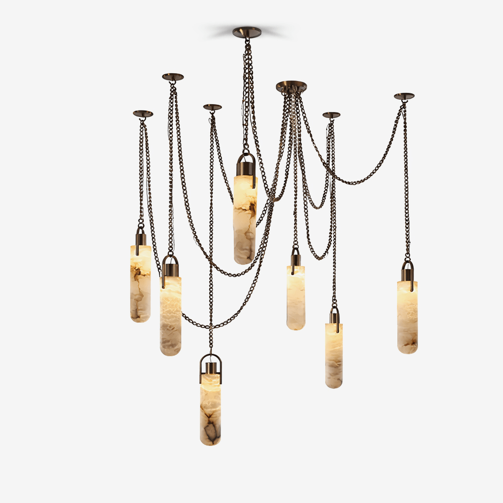 Cylindrical Cluster Alabaster Chandelier-Neutral Decor