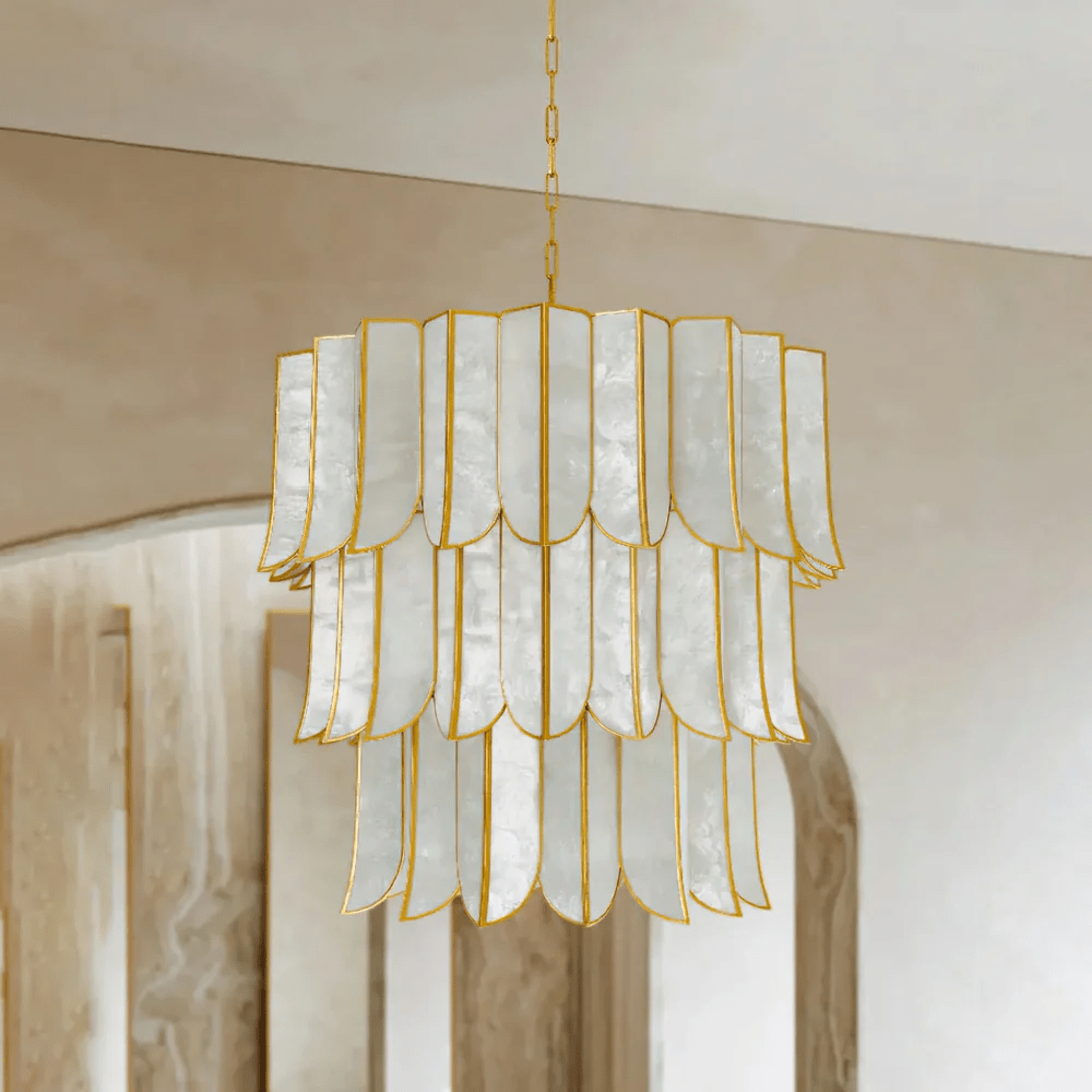 Cascara Shell Chandelier-Neutral Decor