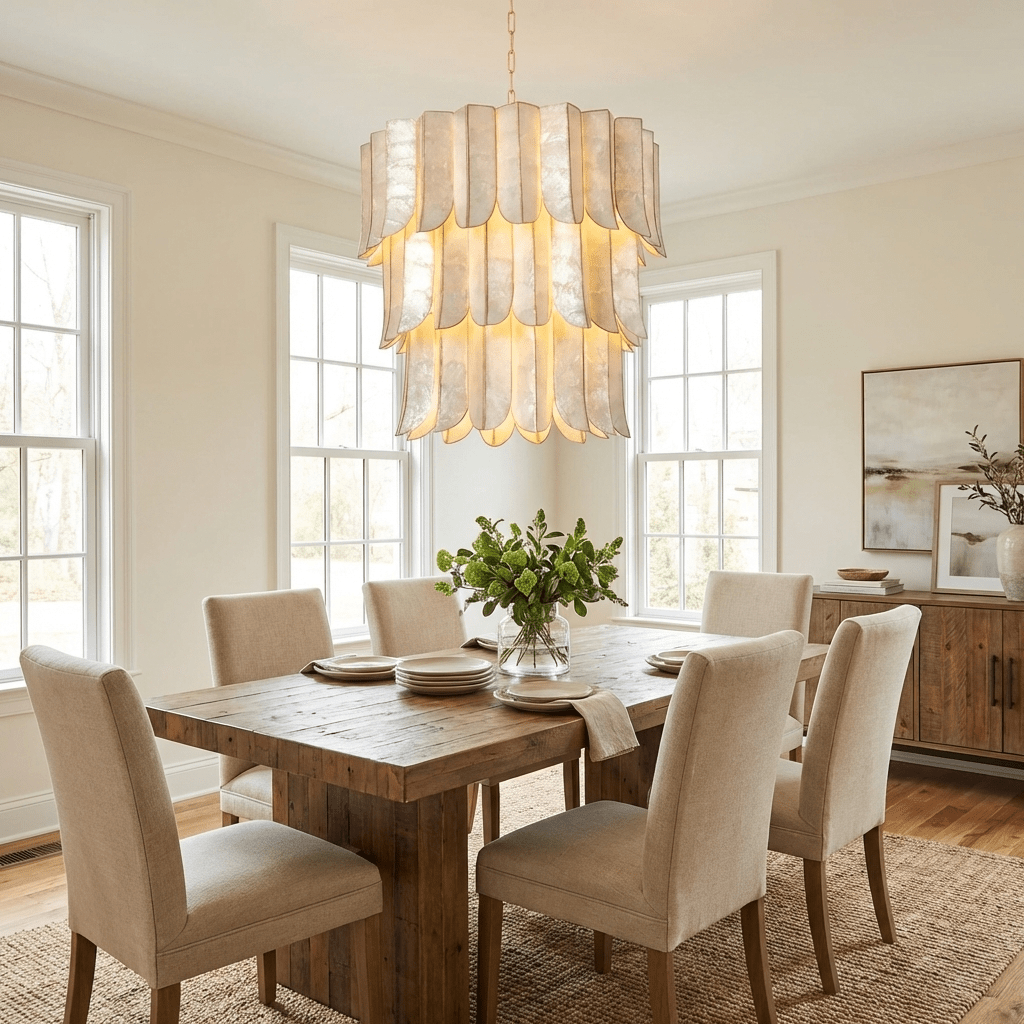 Cascara Shell Chandelier-Neutral Decor