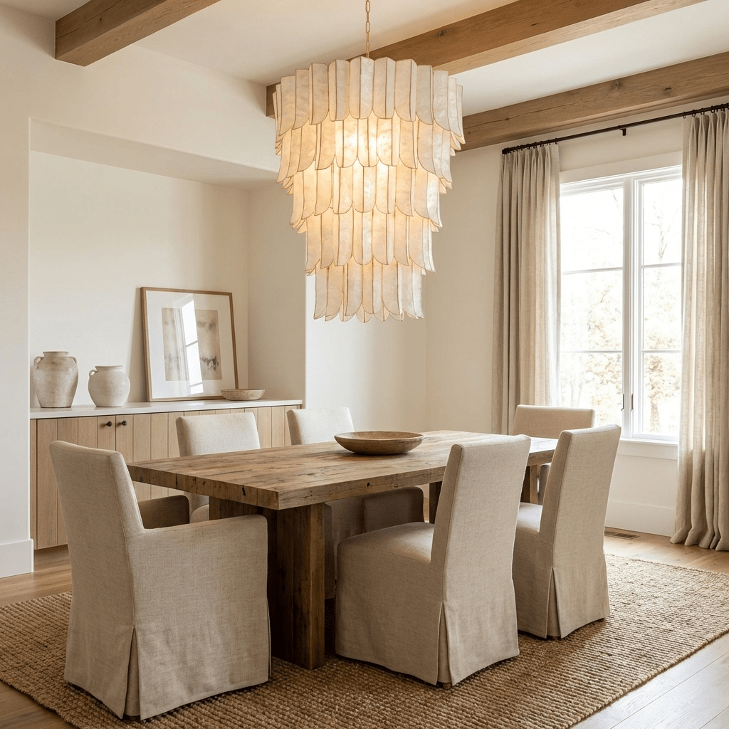Cascara Shell Chandelier-Neutral Decor