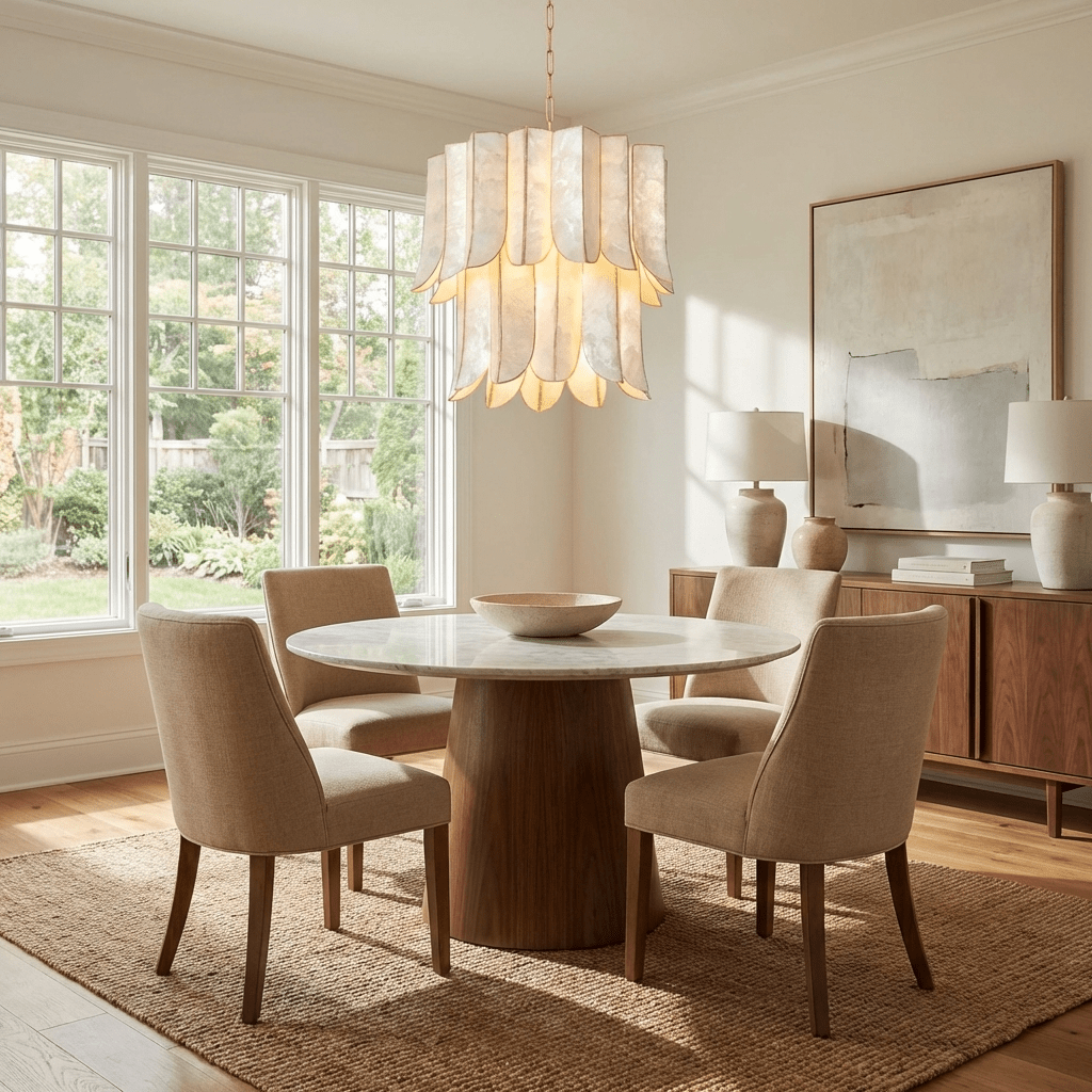 Cascara Shell Chandelier-Neutral Decor