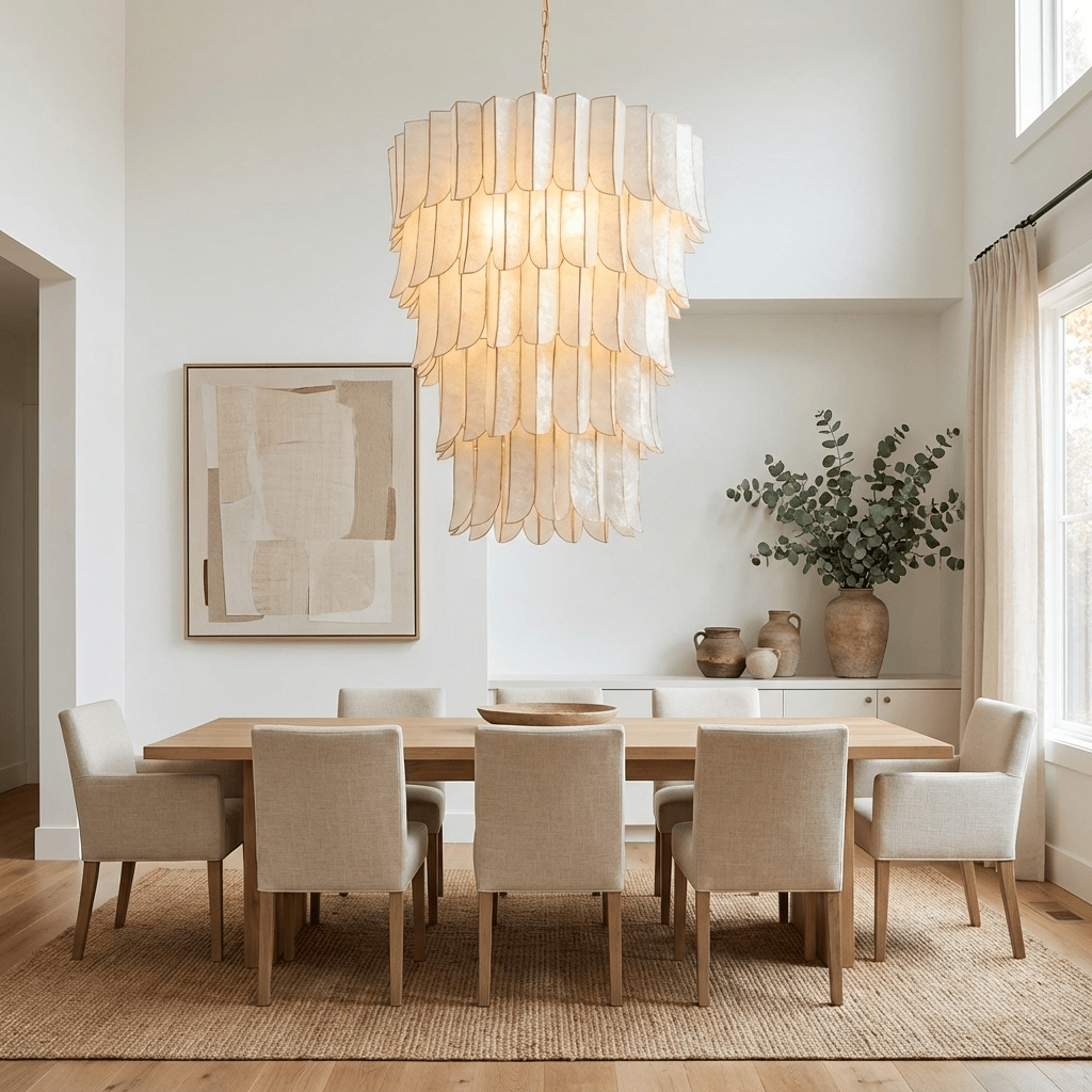 Cascara Shell Chandelier-Neutral Decor