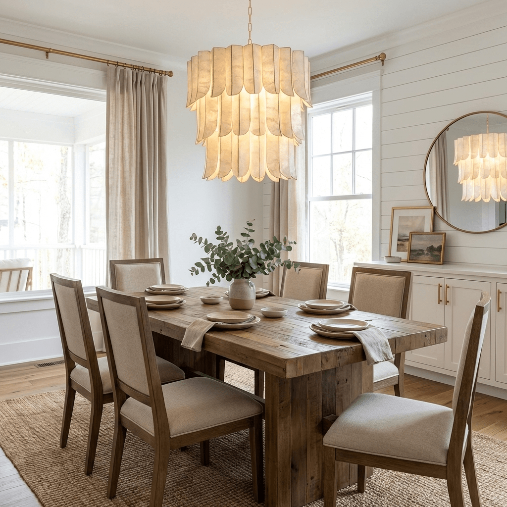 Cascara Shell Chandelier-Neutral Decor