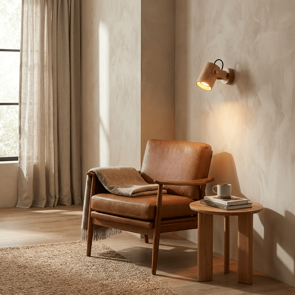 Brinka Wood Wall Spotlight-Neutral Decor