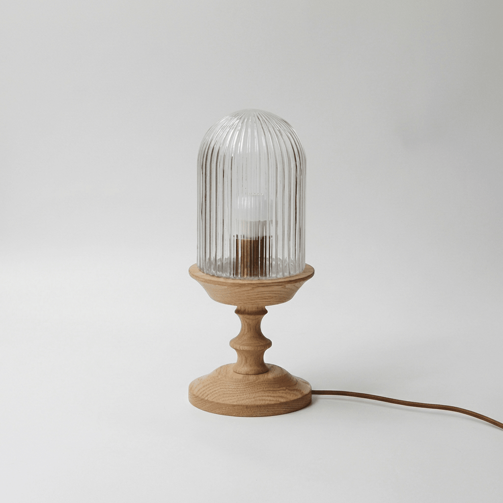 Calyra Ribbed Table Lamp-Neutral Decor