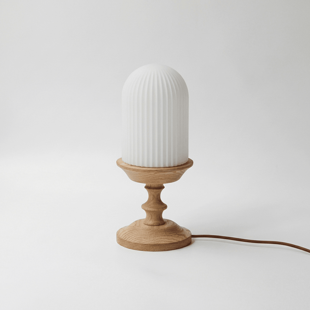 Calyra Ribbed Table Lamp-Neutral Decor