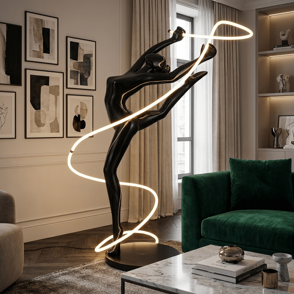 Aurelia Ribbon Dancer Floor Lamp-Neutral Decor